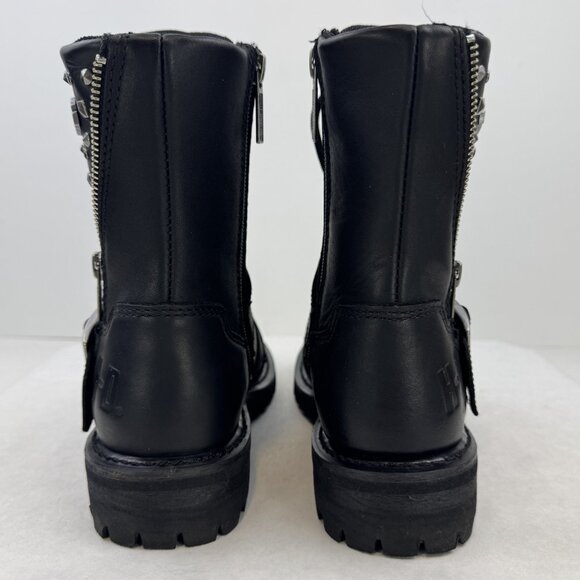 Harley Davidson Womens 6.5M Black Leather Studded Mindy D87051 Motorcycle Boots - Picture 5 of 16